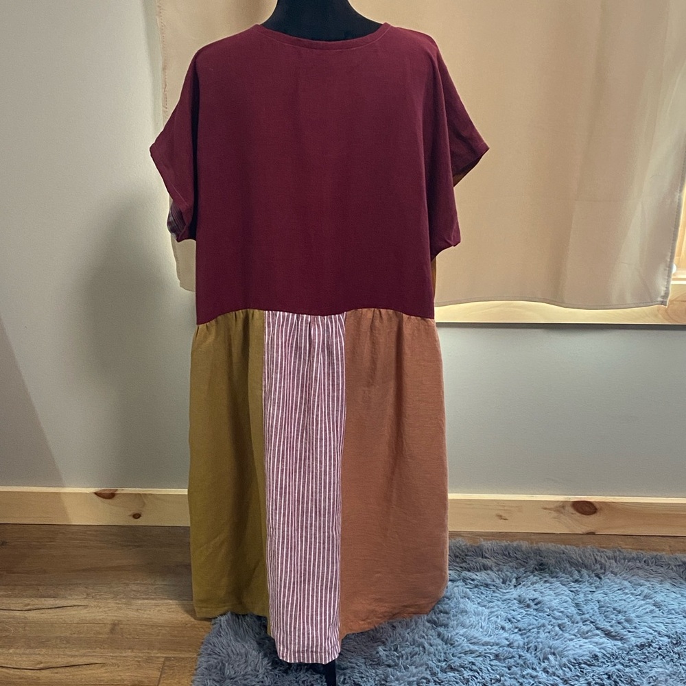 Conscious Clothing Colorblock Patchwork Midi Dres… - image 3